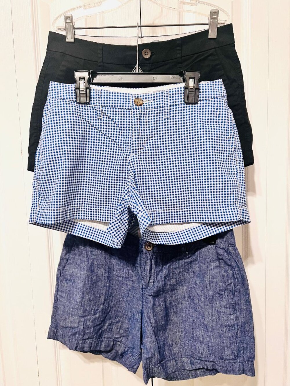 Old Navy-Women's Size 0 (3 pair) Shorts-Black/Blue/Blue-White)-Pockets-Short